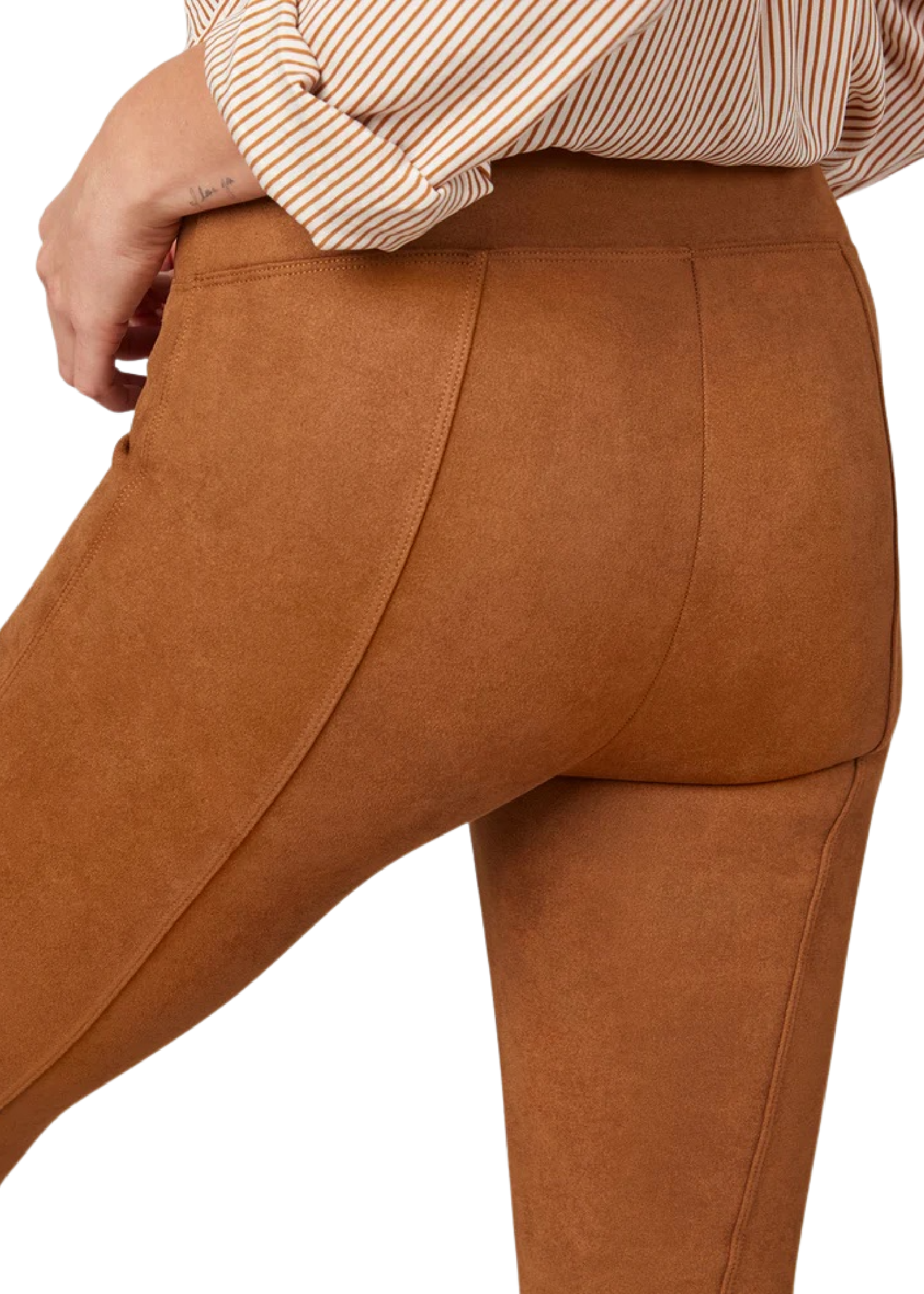 Faux Suede Cinched Leggings with Ankle Buttons